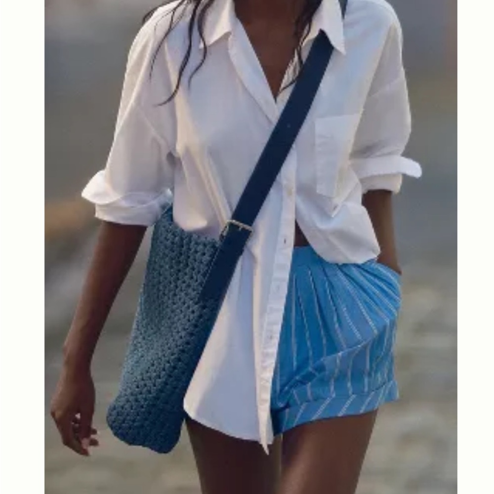 Anthropologie the Kalani woven knot bag Crossbody navy